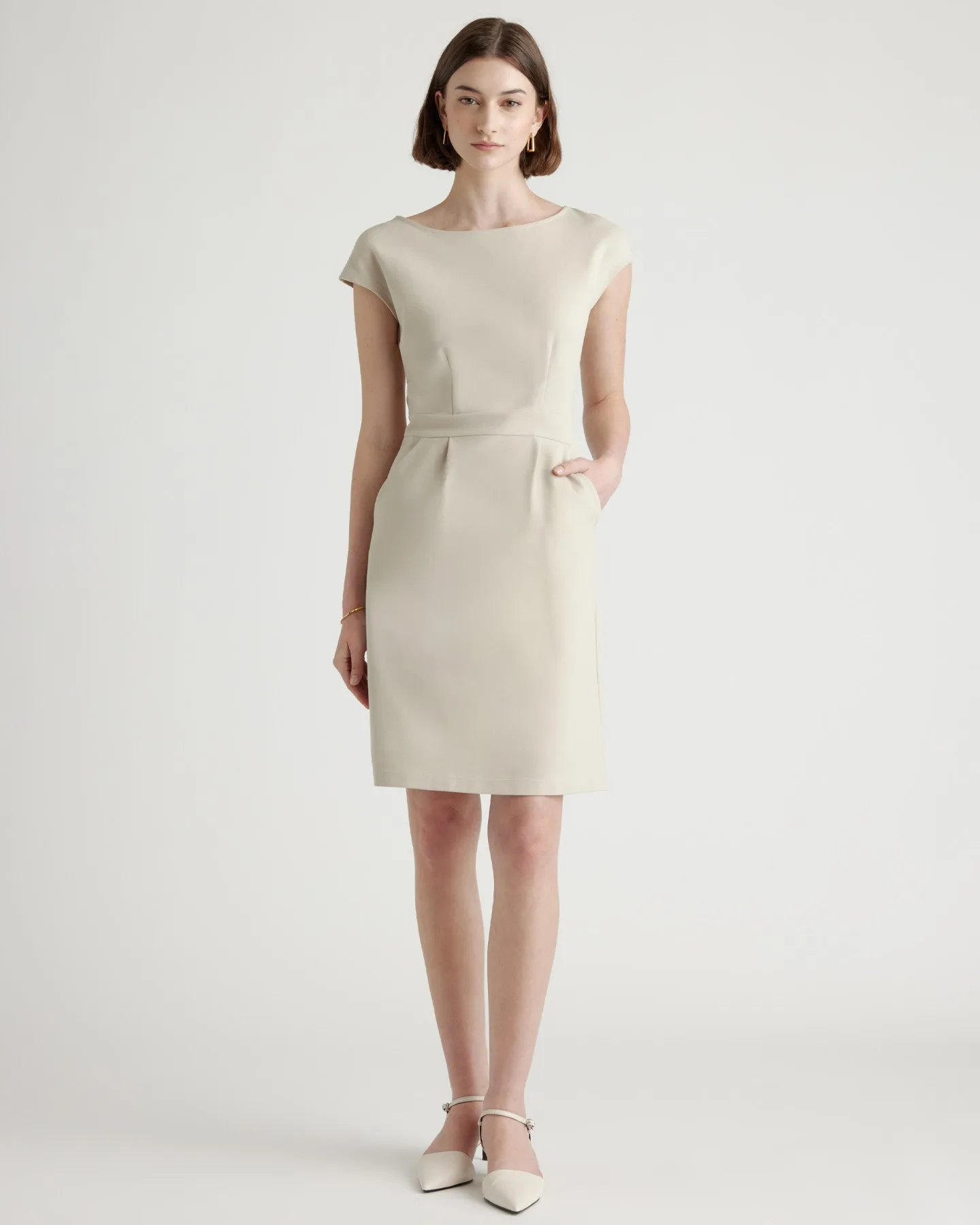 Ultra-Stretch Ponte Cap Sleeve Dress