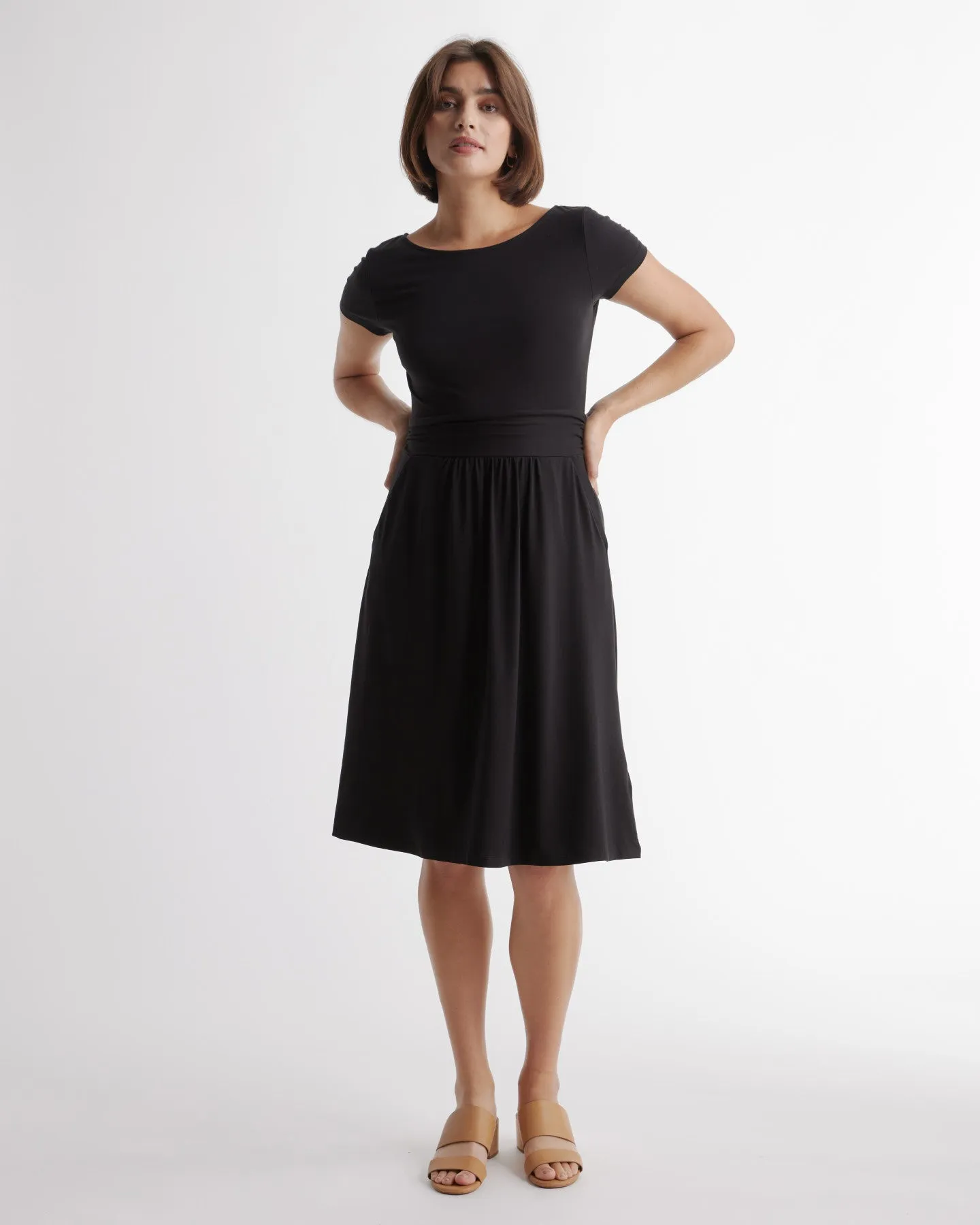 Ultra-Stretch Ponte Cap Sleeve Dress