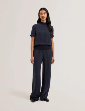 Vinca Cupro Wide Leg Trouser Navy
