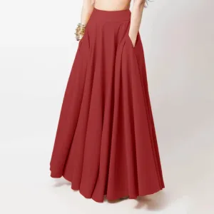 Women Fashion Maxi Skirts Elegant Long Party High Waist Solid