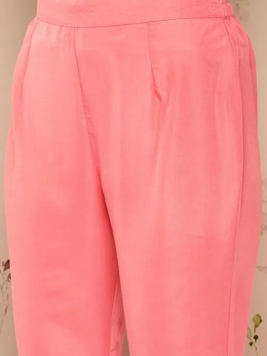 Women Gotta Patti Chanderi Cotton Kurta With Trousers & Dupatta
