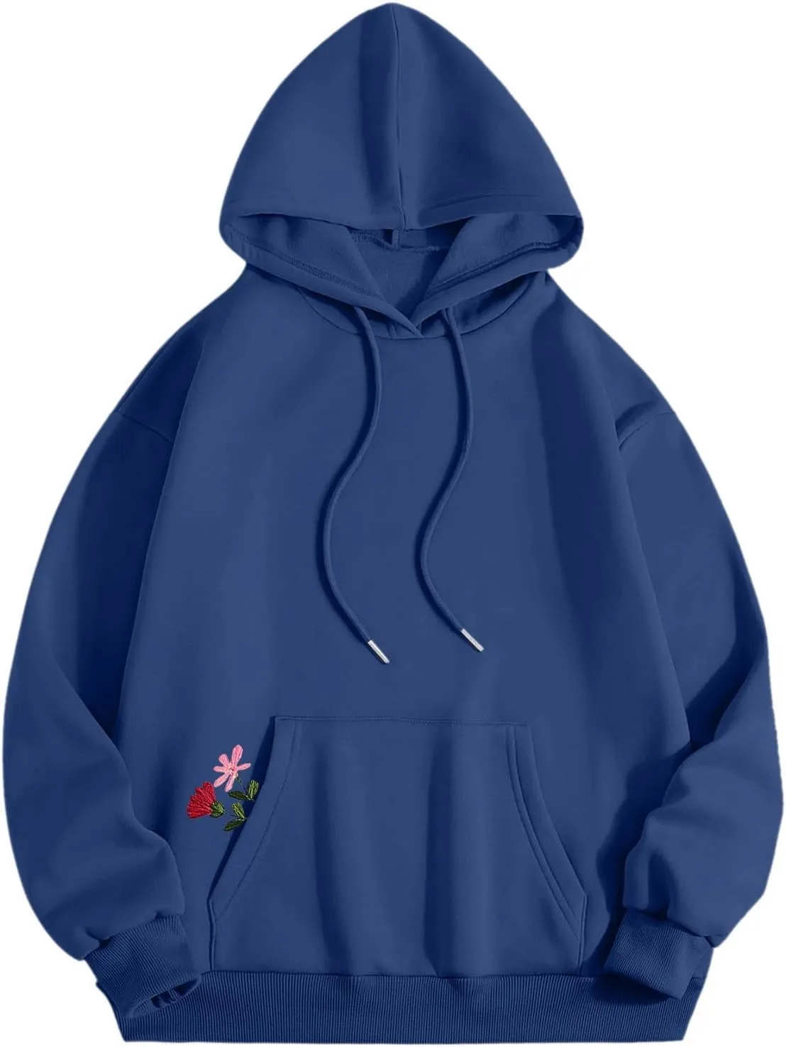 Women Sweatshirts Graphic Hoodies Oversized Pullover Flower Casual Long Sleeve Hooded Drawstring Sweatshirt