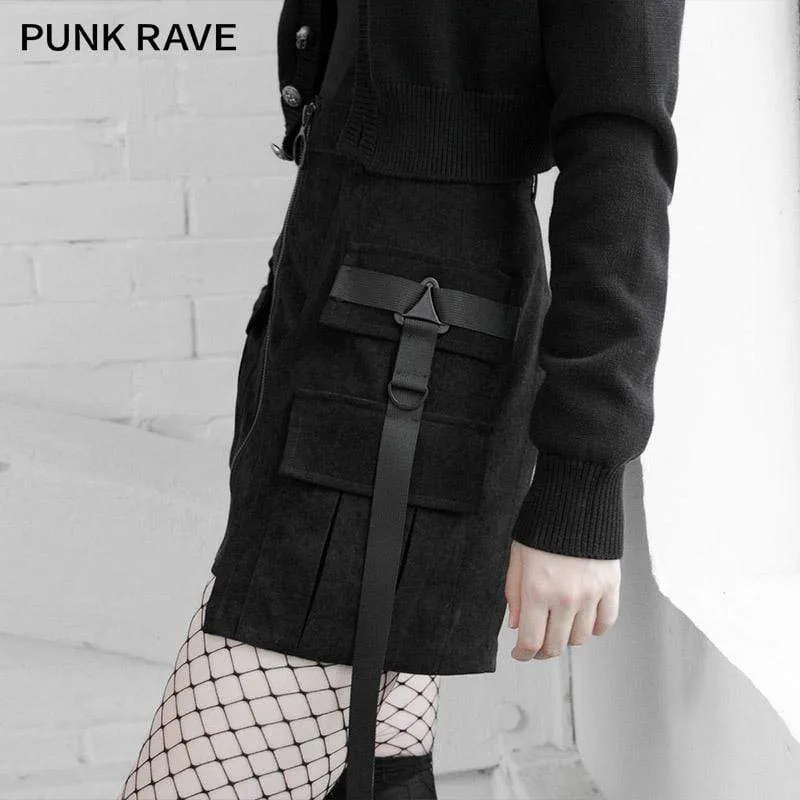 Women's Gothic Muti-pockets Short Skirts With Front Zip