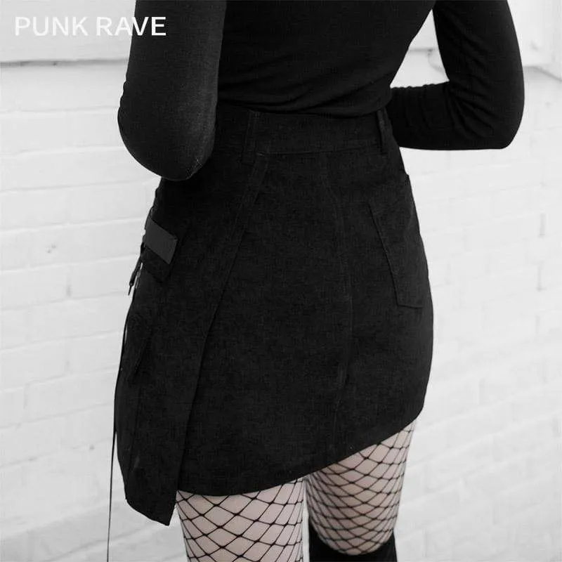 Women's Gothic Muti-pockets Short Skirts With Front Zip