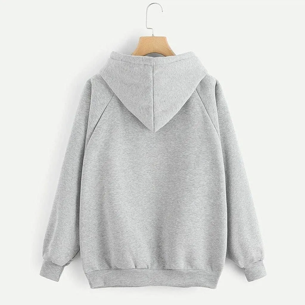 Women's Hoodies Casual Long Sleeve Pullover Tops Pocket Solid Oversized Fall Winter Lightweight Hooded Sweatshirts